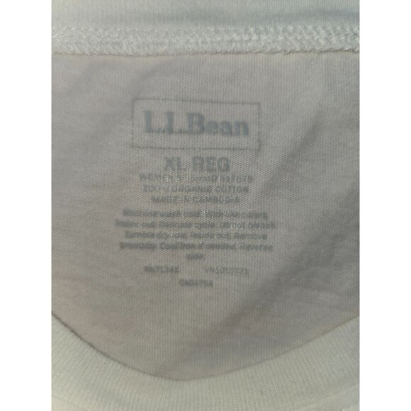 L.L. Bean Womens Organic Cotton White T-Shirt XL With Rainbow Logo Graphic - Picture 5 of 6